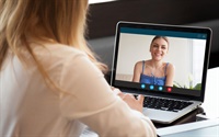 Telehealth patient speaks to therapist online Not Found