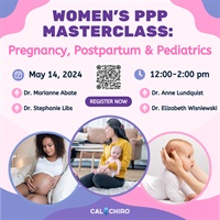 Women's PPP Masterclass logo with date, time, qr code and pictures of women in pregnancy, Postpartum & Pediatrics