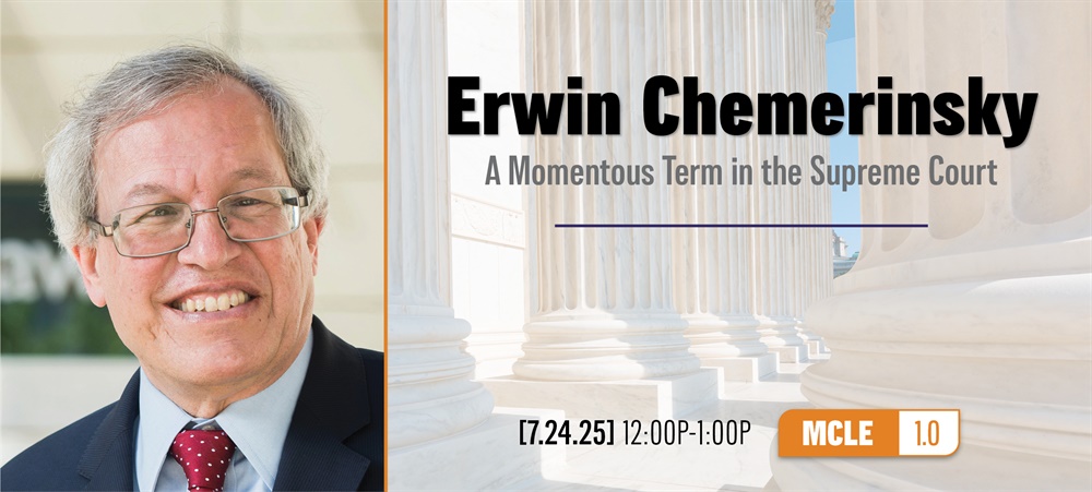 Erwin Chemerinsky picture with text and program information