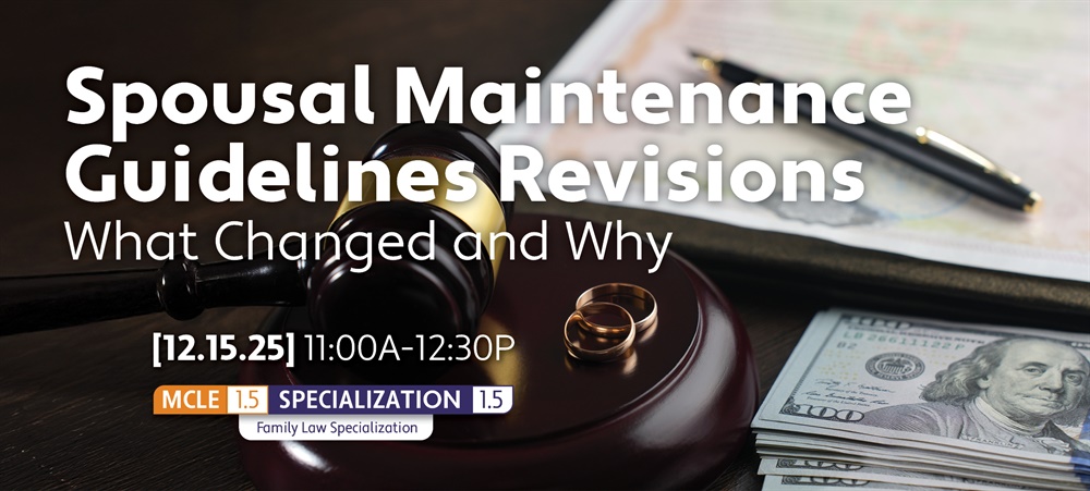 Legal desk with gavel money and wedding rings including seminar date and time