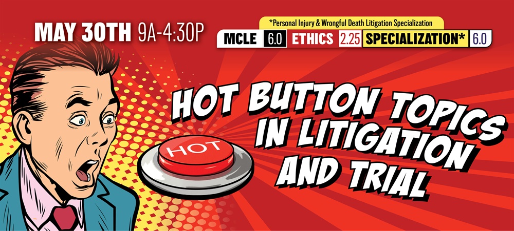 Shocked cartoon man staring at a hot button