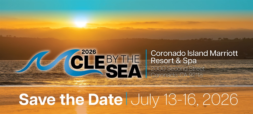 Coronado beach scene with seminar date and time