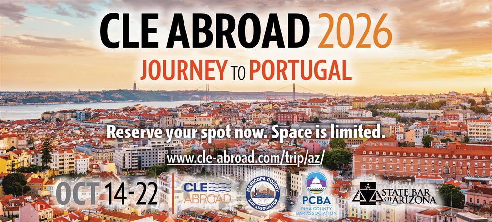 Portugal landscape with CLE Abroad text and trip information
