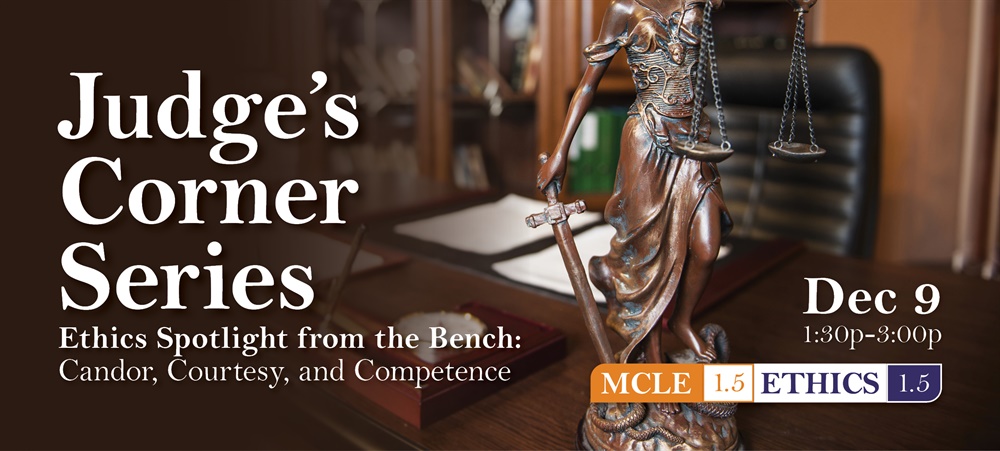 Judges desk with seminar date and time