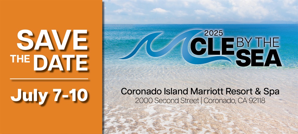 Image of sand and waves with CLE by the Sea 2025 logo