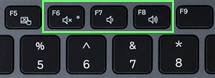 Keyboard volume shortcuts on a laptop