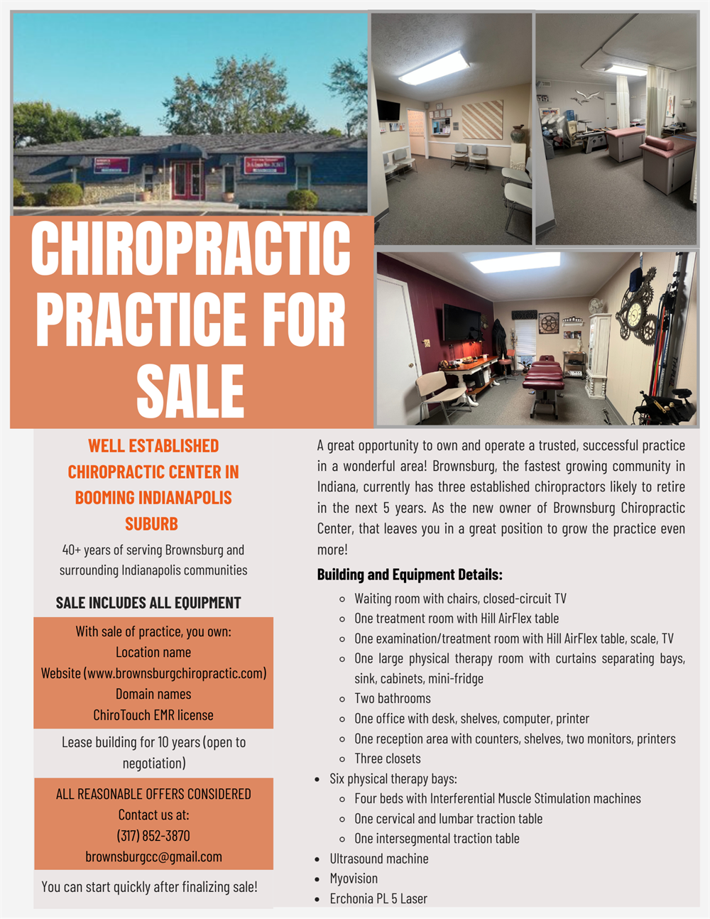 Successful Practice in Booming Indiana Suburb for Sale